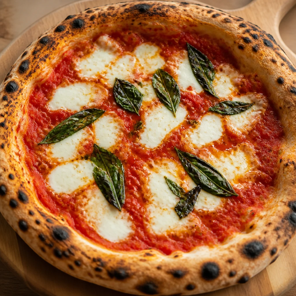 Čerstvě upečená neapolská pizza Margherita